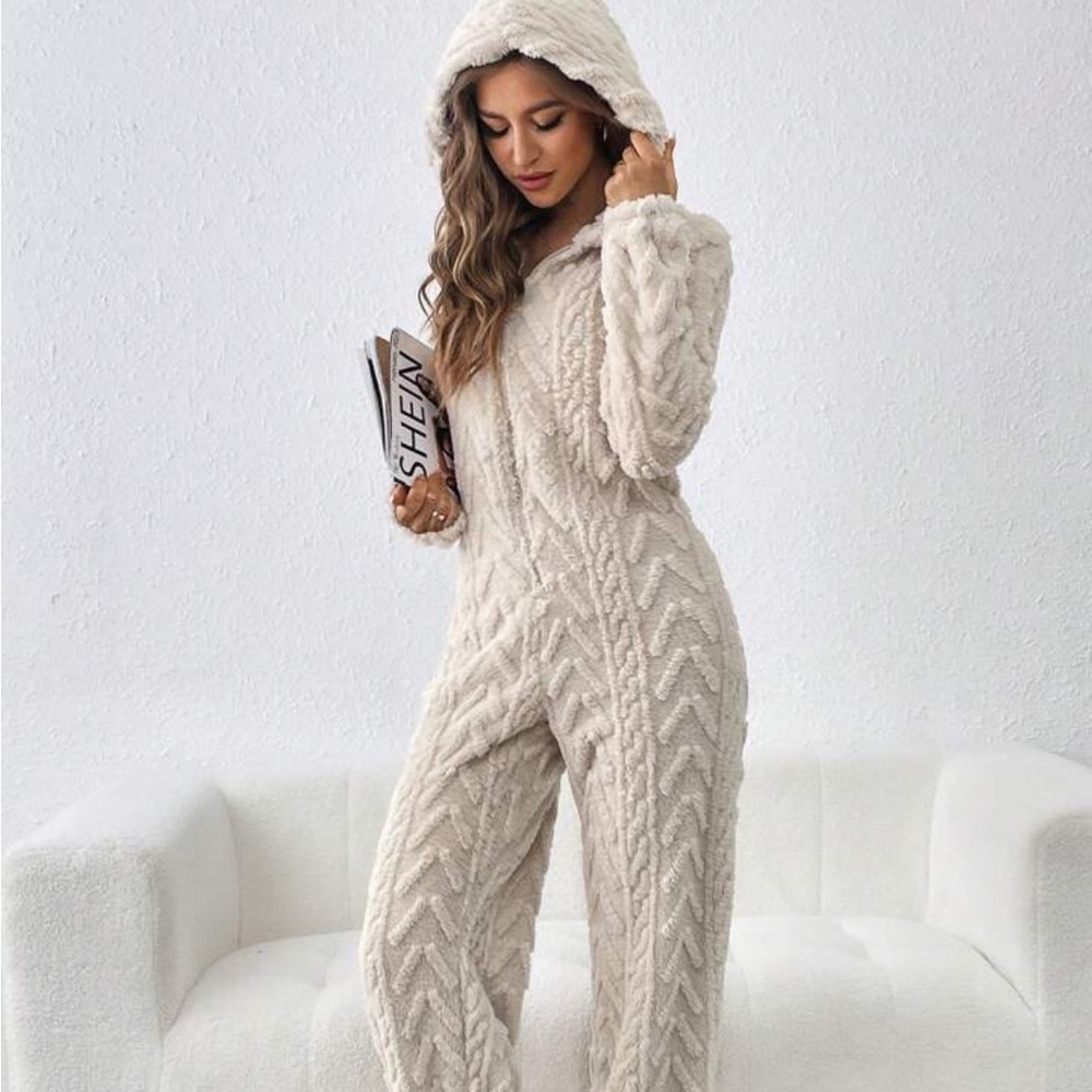 Cozy Cream Hooded Jumpsuit